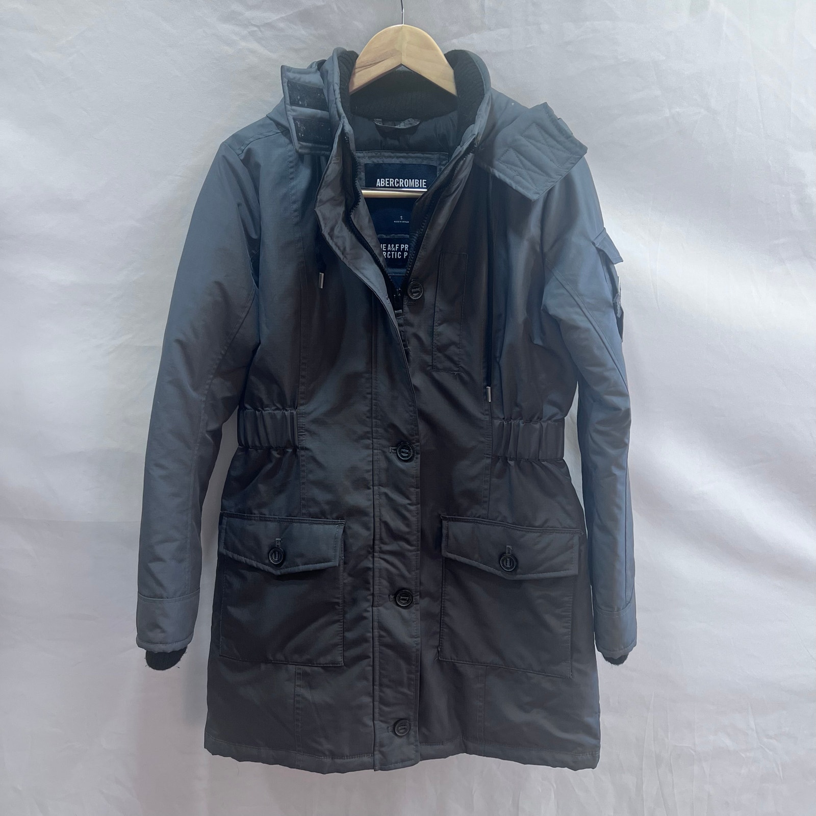 Abercrombie & Fitch Premium Arctic Parka Puffer Jacket Coat Gray Women's Size S